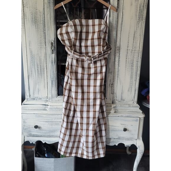 Maeve Belted Square-Neck Plaid Dress - New XL - Picture 4 of 4